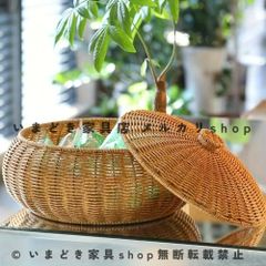 超特大 アタ製 とんがり帽子の蓋つき バスケット アジアン雑貨 - メルカリ
