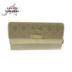 COACH コーチ シグネチャー ベージュ ゴールド ゴールド金具 キャンバス 長財布 ロングウォレット レディース 504201【中古】