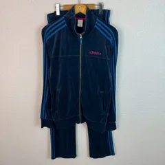 adidas アディダス セットアップ ベロア ジャージ ネイビー Lサイズ メンズ 古着 スポーツMIX ストリート　Y2K