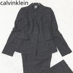 カルバンクライン　パンツスーツ　セットアップ　テーラードジャケット　シングルボタン　スリムフィット　ビジネス　フォーマル　カジュアル　ブラック系　サイズ2  Sサイズ相当