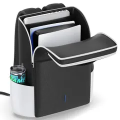 PS5 収納バッグ PS5用持ち運びケース PS5用バックパック プレステ5/新型PS5 Slim/PS5 Pro/PS Portal収納 保護ケース PS5周辺機器収納 大容量 撥水加工 持ち運び 黒白☆彡 0c44f002