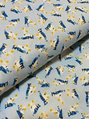 2m USAコットン　カワセミ　ブルー地　生地