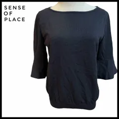 SENSE OF PLACE by URBAN RESEARCH　センスオブプレイス　アーバンリサーチ　トップス　ブラック　五分丈　ニット風　フリーサイズ　オールシーズン　女性　レディース　フレア袖