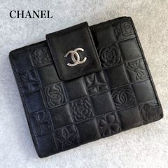 シャネル ラムスキン チョコバー アイコン 二つ折り 財布 ココマーク 黒 シャネル ラムスキン チョコバー アイコン 二つ折り 財布 ココマーク