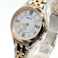 SEIKO LUKIA 1B35-0AL0 Ladies Round Gold Silver Combi Date セイコー ルキア 時計 ソーラー 電波ソーラー レディース ラウンド ゴールド シルバー コンビ ピンクゴールド シェル文字盤 デイト 稼働品
