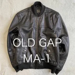 OLD GAP MA-1 レザージャケット S ブラック オールドギャップ　カウ　牛革　本革　フライトジャケット　肉厚