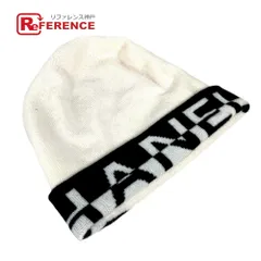 CHANEL シャネル ニット帽 ロゴ バイカラー カシミヤ ホワイト