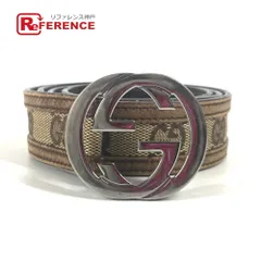 GUCCI グッチ ベルト GG ロゴ バックル GGキャンバス/レザー ベージュ