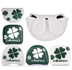 新品 パターカバー ゴルフヘッドカバ ー レッド小型 オデッセイ２ボール・ テーラーメイド スパイダーパター クローバー模様 センターシャフト用