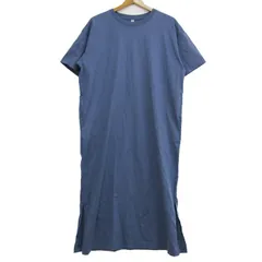ユニクロ マーセライズコットンロングTワンピース トップス 半袖 未使用品 レディース Lサイズ ブルー UNIQLO