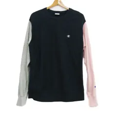 チャンピオン スウェット トレーナー トップス 長袖 コットン メンズ Lサイズ ネイビー Champion 【中古】