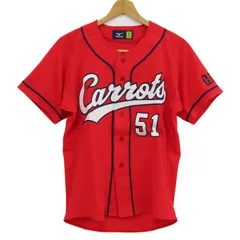 ミズノ 半袖シャツ トップス Carrots 51番 野球 ユニフォーム メンズ Sサイズ 赤×白 Mizuno 【中古】のサムネイル