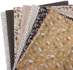 生地 布 花柄 50㎝×50㎝ DIY手芸用 綿 花柄 ハンドメイド 手作り 手芸 パッチワーク プリント 純綿 多様なパターンと色 おしゃれ パッチワーク 布セット 正方形 はぎれ (グレー) (茶色)