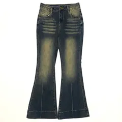 Y2K フレアボトム デニム ブーツカット グランジ 平成ギャル系 フェードブルー 色落ち加工