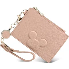 定期入れ パスケース リール付き レディース メンズ 小銭入れ カード入れ ジッパー付き 大容量 薄型 かわいい コインケース 多機能 おしゃれ IDカードホルダー 多ポケット 通勤 通学 キーホルダー付き（ピンク）