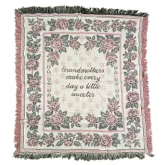 vintageラグ ブランケット マルチカバー タペストリー メッセージ 祖母 感謝 愛 バラ フラワー 花 2281