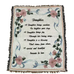 vintageラグ ブランケット マルチカバー タペストリー メッセージ 娘 感謝 愛 フラワー 花 リボン 2286
