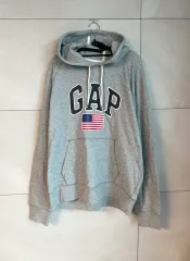 GAP ギャップ 星条旗 フーディー Tシャツ グレー (XL)