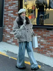 ダッフルコート レディース 新作 立ち襟 中長丈 フェイクファー 羊毛風 オフィス カジュアル 冬 保温 アウター 上品 防寒 厚手 ふわふわ 暖