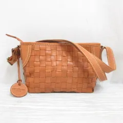 ズッケロ フィラート zucchero filato 本革 レザー ショルダー バッグ 編み込み メッシュ 茶 ブラウン 裏地付き