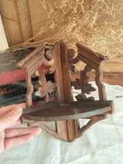 フランス アンティーク 木製　小振り　彫刻　コーナー　ラック　1900年
