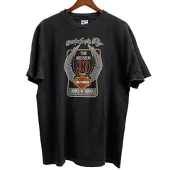 ハーレーダビットソン HARLEY-DAVIDSON 90's 両面プリント 90周年 Hanes USA製 Tシャツ ブラック XLサイズ 201MT-4985 VB