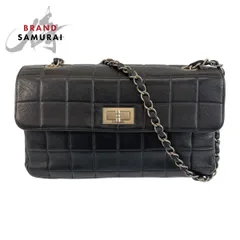 CHANEL シャネル ヴィンテージ チョコバー ブラック 黒 シルバー金具 ラムスキン 6135*** チェーンショルダーバッグ レディース 504788【中古】