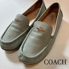 コーチ COACH ドライビングシューズ モカシン 金ロゴ ブルー 6(23cm相当)