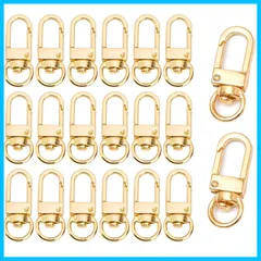 【特価セール】20個セット ナスカン ワンタッチキーホルダー 金具 回転フック 360度回転 修理 交換 パーツ ハンドメイド キーホルダー アクセサリー DIY 手芸用品 手作り 素材 (ゴールド)