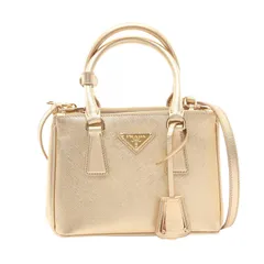 プラダ PRADA ハンドバッグ SAFFIANO LUX ガレリア 1BA906 メタリックゴールド サフィアーノレザー ガレリア ミニ ハンドバック レディース Used A