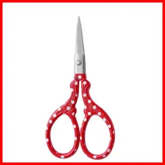 【在庫処分】刺繍ハサミ 縫製はさみ 糸きりハサミ 小さい手芸はさみ ステンレス製 良い切れ味 DIY 裁縫ツール 手芸用 手軽 持ちやすい ヴィンテージ (赤い水玉模様)