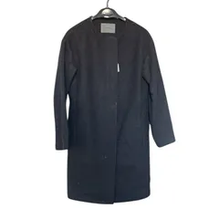 ZK10 Spick & Span  【スピック＆スパン】ノーカラー ロングジャケット ロングコート　ウール混　フリーサイズ  ブラック 黒