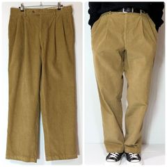美品 90s-00s Jos. A. Bank ジョス・エー・バンク 細畝 ツータック コーデュロイパンツ 33REG 実寸W33L30 ベージュ 厚手 ヘビーウェイト チノ スラックス トラウザース ワイドパンツ 細うね ゴールデンサイズ p25123428