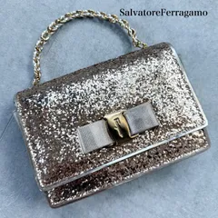 SalvatoreFerragamo サルヴァトーレフェラガモ チェーンミニバンドバッグ ゴールド スパンコール ヴァラリボン