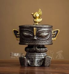 [New and unused] Sanxingdui Bronze Man Incense Burner, Ceramic Ornament, Craft, Art, New and unused, Comes with box, Gift