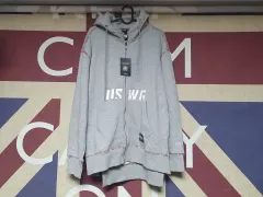 ハットレイ フード ジップアップ アウター 起毛 裏地 ジャケット M 95 グレー