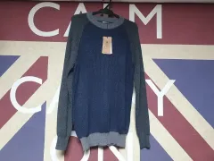 バックルー バイカラー ラグラン ニット M 95 L 100 ネイビー