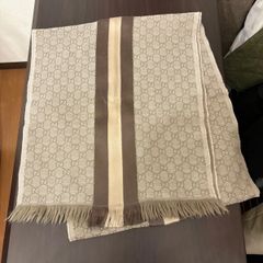 タグ付き GUCCI GG柄 シェリーライン ウールシルクストール ベージュ