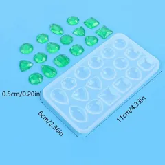 No.344 シリコンモールド 宝石 15種 多面カット レジン ネイル デコ パーツ