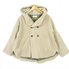 ハグム hagumu コート Aライン ダブル フード付き ベージュ kz12883