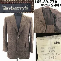 80-90s/Vintage★Burberry's★背抜き/ウール/テーラードジャケット【165-89-77A/メンズS-M/茶】シングル/2釦/ドット×チェック柄◆BC452L