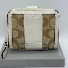 【美品】COACH(コーチ) 二つ折り 財布 パーカー シグネチャー ストライプ ミディアム ジップ アラウンドキャンバス/レザー【F51774】