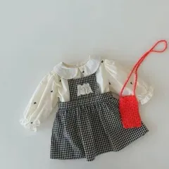 (注文商品) マイダラル スモールリボンチェック柄ワンピースブラウスセット