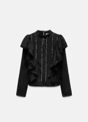 (新品) ZARA ザラ ブラック レース ブラウス XS