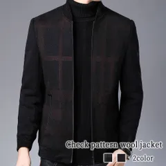 ノーカラージャケット メンズ チェック柄ウールジャケット ノーカラーコート 人気 ジャケット おすすめ ボア ノーカラー セール ショート 