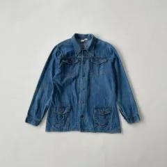 【希少 USA製】70s MAVERICK デニム ブッシュジャケット L 縦落ち ヴィンテージ マーベリック デニムジャケット 4P 米国製 雰囲気抜群 L M2545