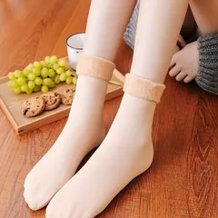 No.345 厚手 靴下 2足セット レディース ソックス 裏起毛 暖か 防寒 肌色