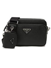Saffiano leather shoulder bag, brand name men's bag, PRADA