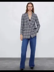 断捨離) ザラ チェック 秋冬 ツイード ジャケット XS(44-55)