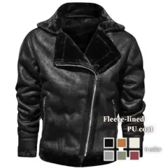 【＼クーポン利用で20%OFF!／】 ライダースジャケット メンズ 裏ボアPUコート 春 Tシャツ 着こなし セール 厚手 40代 ジャケット 黒 レザー